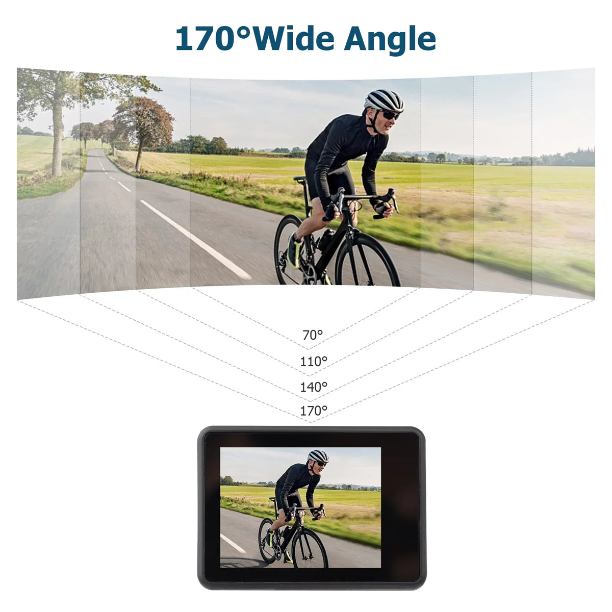 Screen, WiFi Dual Ultra Black Waterproof, Wide Camera, Kit, 30 Angle, Accessories 170° Mounting Definition Meters Action Radirus with High Camera 4K60FPS Sports