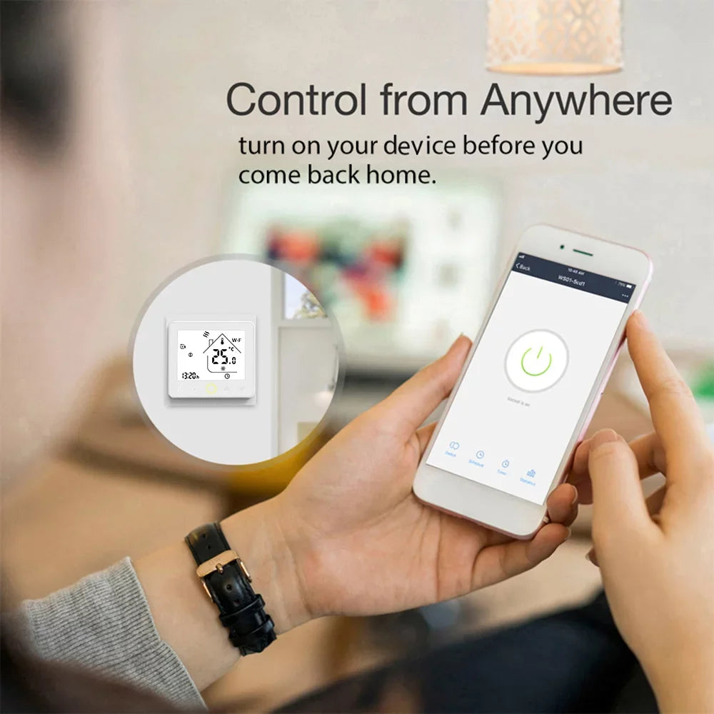 Fi Wi with Home Controller Temperature Control, Compatible Thermostat Tomshoo Water/Gas Boiler Smart