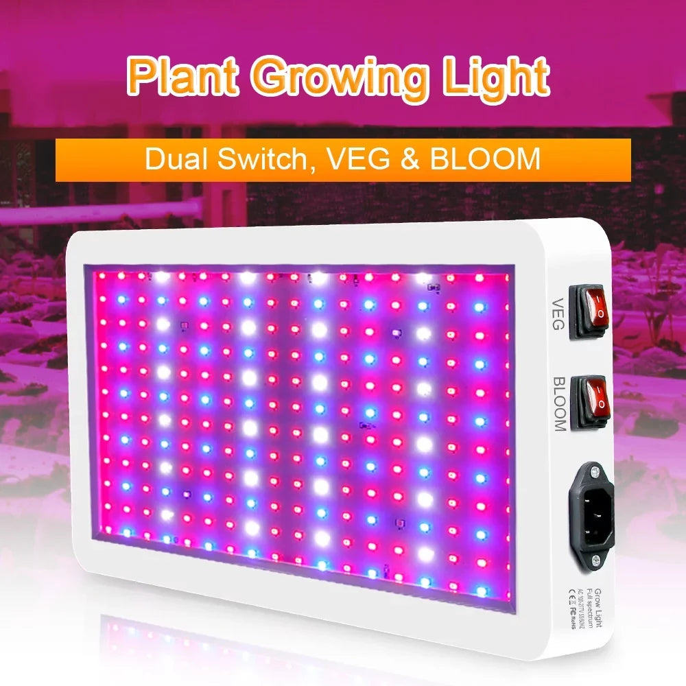 Flowers, 2000W Spectrum Plant with for Ideal Full Growing Lamp Switch, Greenhouse LEDs 312 Grow Waterproof, Seedlings, Light - LED Indoor Veg/Bloom IP65 with