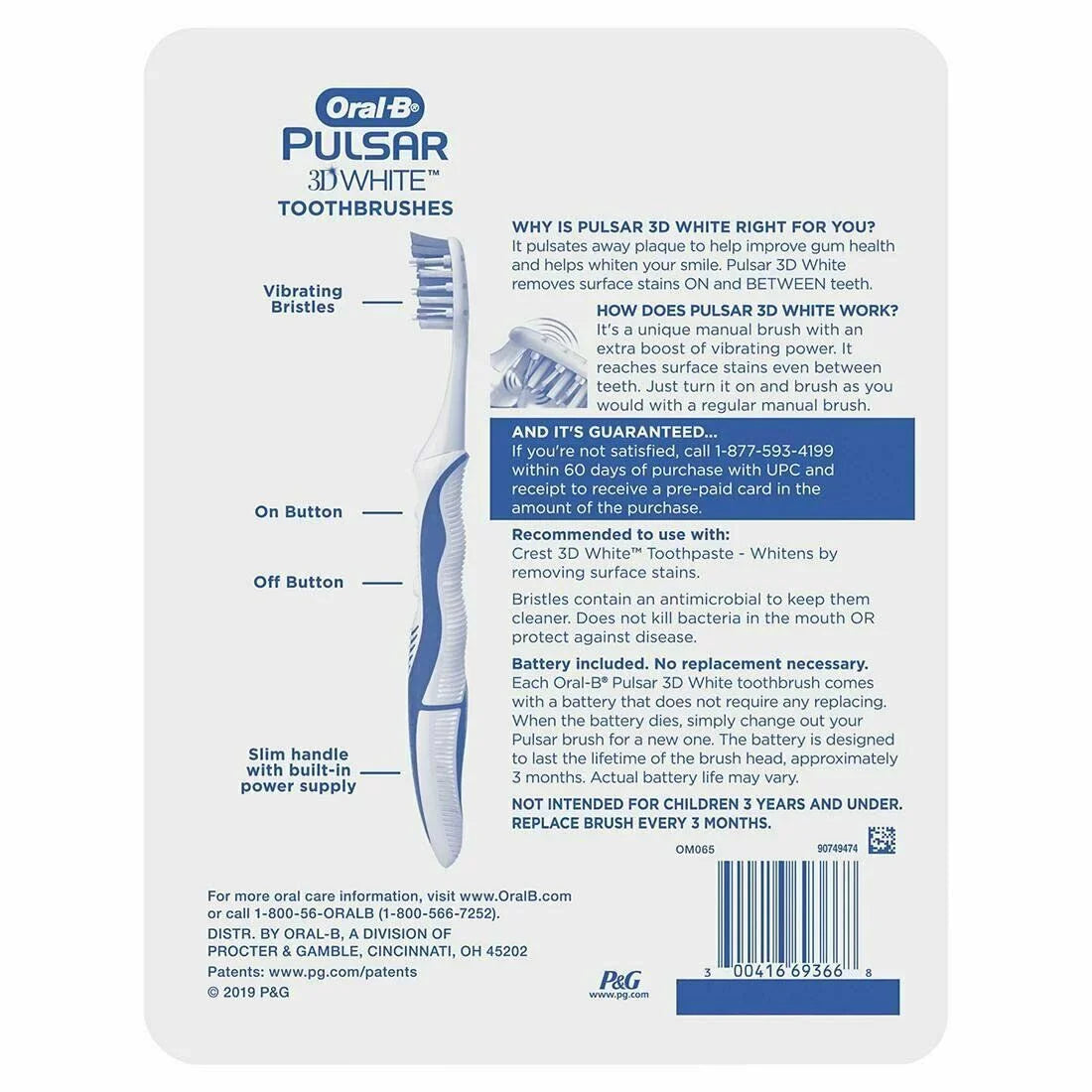 Toothbrush of ea 1 Pro (Pack Pulsar Health 4) Oral-B Medium