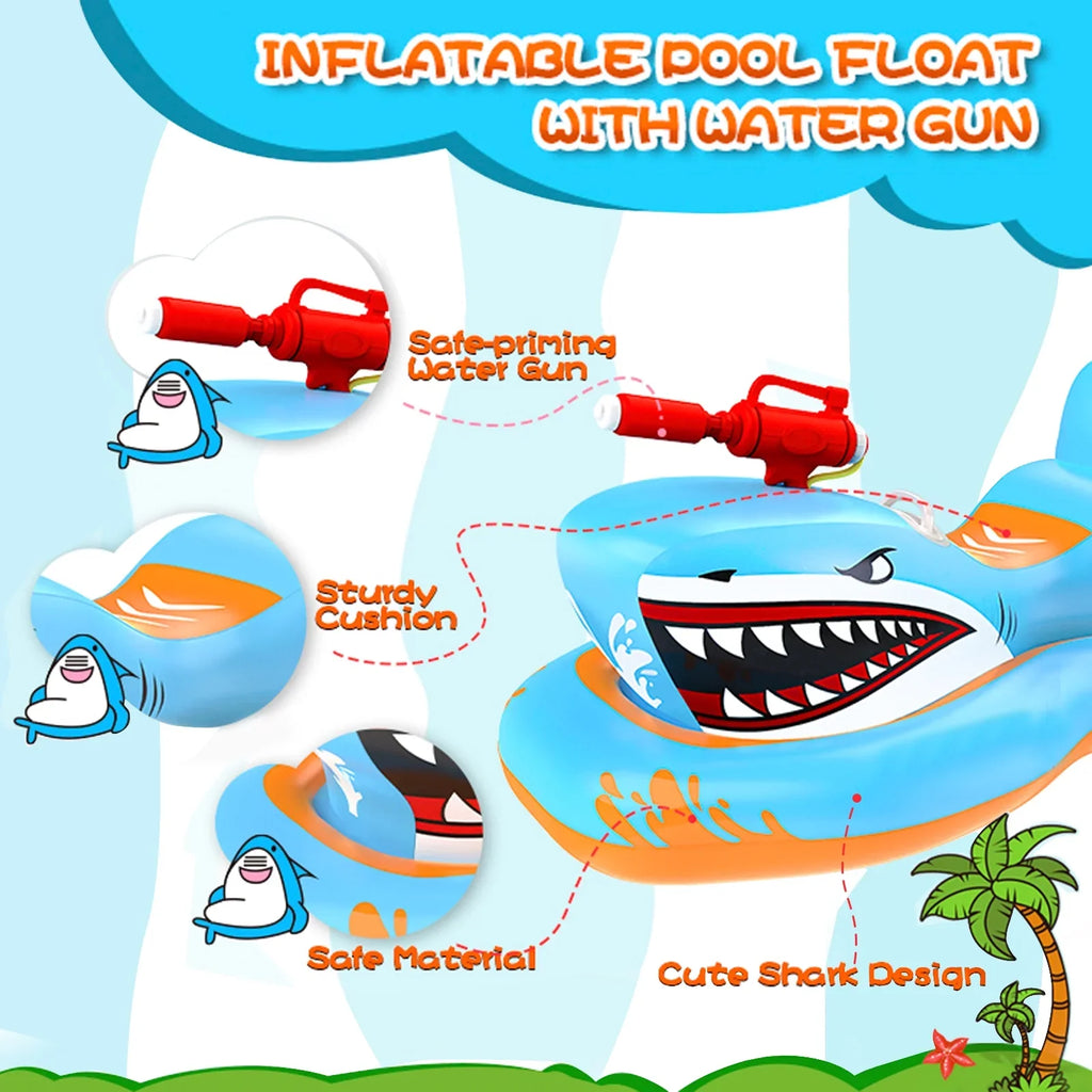 Pool for Pool Game Toys Pool Kids,Shark Boys 3-12 Waterpistol Age Girls with Kid Floats Ride-on for