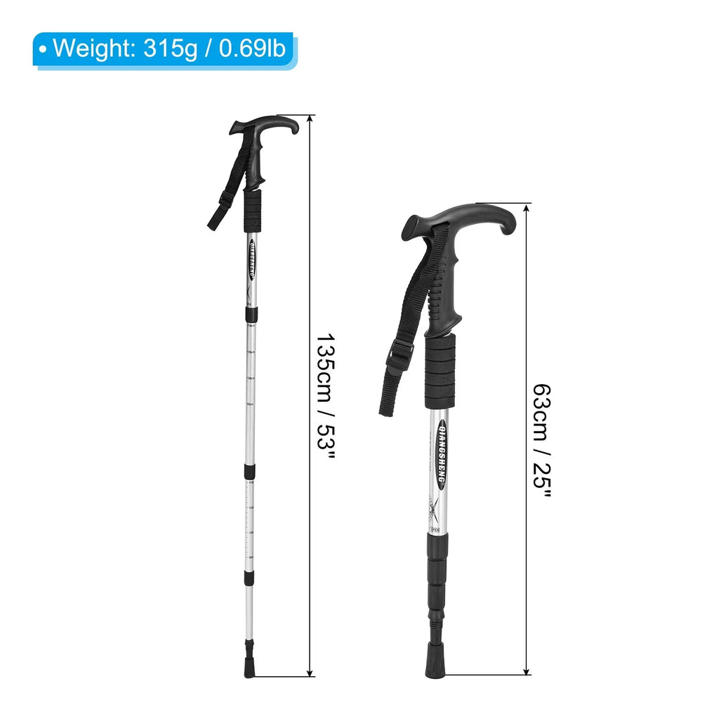 T Uxcell Telescopic Hiking Trekking Silver Pole Collapsible Inch Poles 43 Handle,
