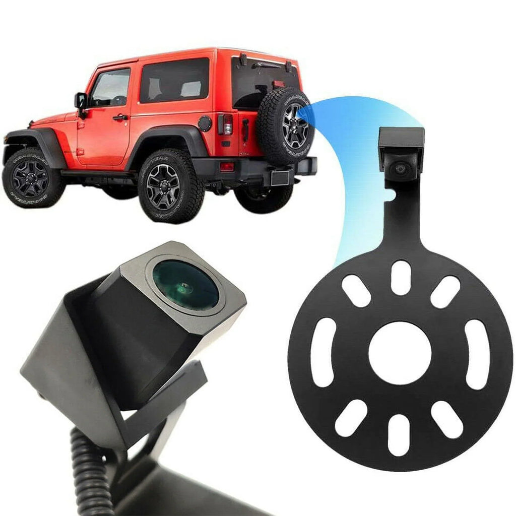 Removable Jeep for Monitor Reversing Spare Camera Tire iMeshbean Parking with Aftermarket Guideline Wrangler Rear View OEM Camera 2007-2018 Waterproof Adapter