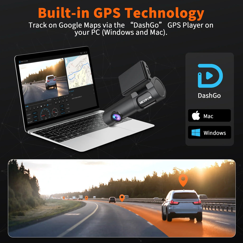 Dash Max IPS Parking Built-in Capacitor, 24H Cam Angle, Screen, Wide 128GB WDR, GPS, with Camera Mode, NEXPOW 170° Dash Vision, 4K Car Support Super and Night Rear Front Cam, with 1.47"