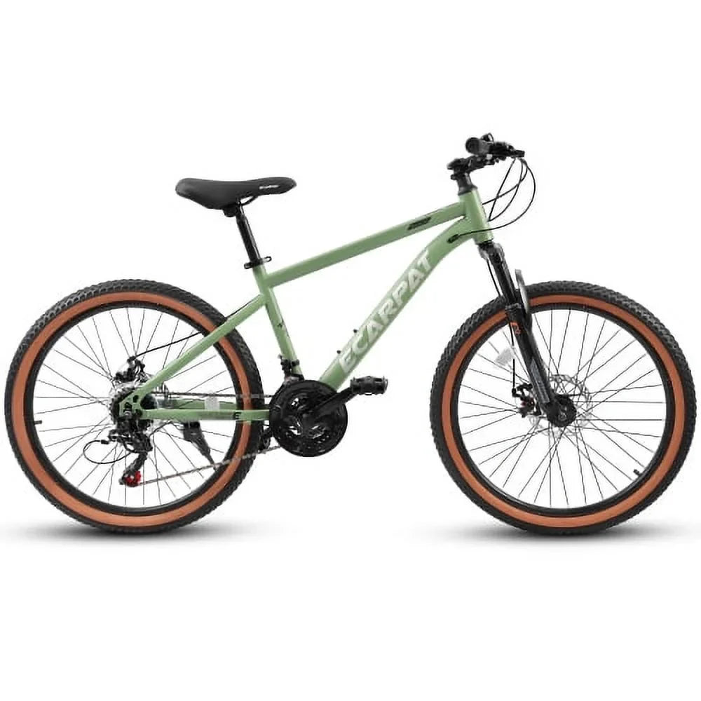 Inch Trail Front 21-Speed Mountain Carbon Shifter Bike, Womens Ecarpat Bicycles Mens City Frame A24301 Fork 24 Disc Wheels, Commuter Mountain Bike steel Brakes Thumb