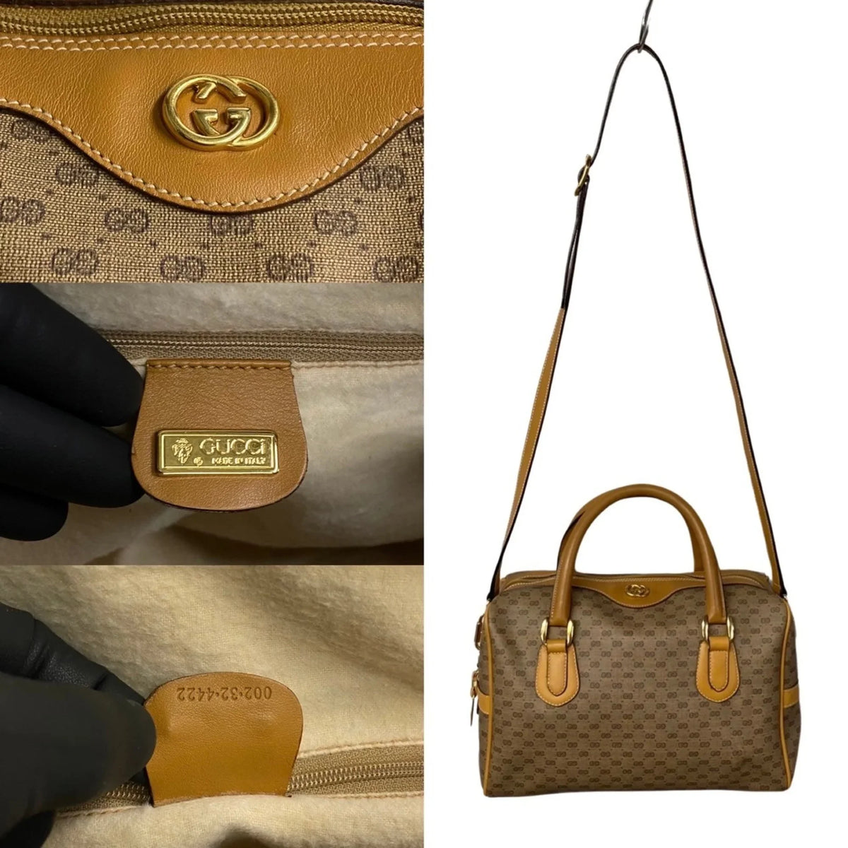 Boston Shoulder 574-5 2way Camel Gucci Pre-Owned Vintage GUCCI Mini Bag Old Micro Leather GG (Good) Handbag