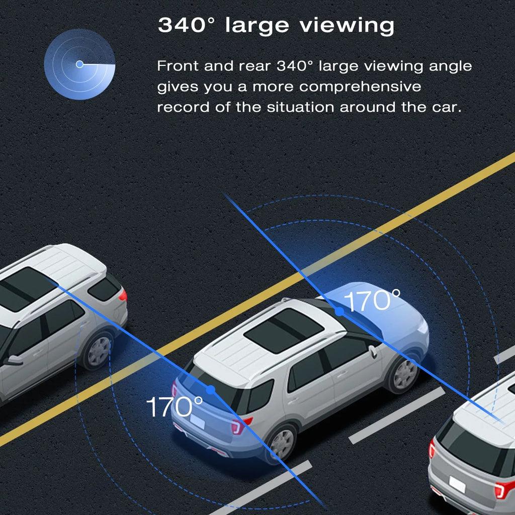 Cam Rear Recording WDR Black Dual IPS Camera GPS Dash Front G-Sensor Dash Camera 1080P FHD Car 3" TOGUARD and Loop