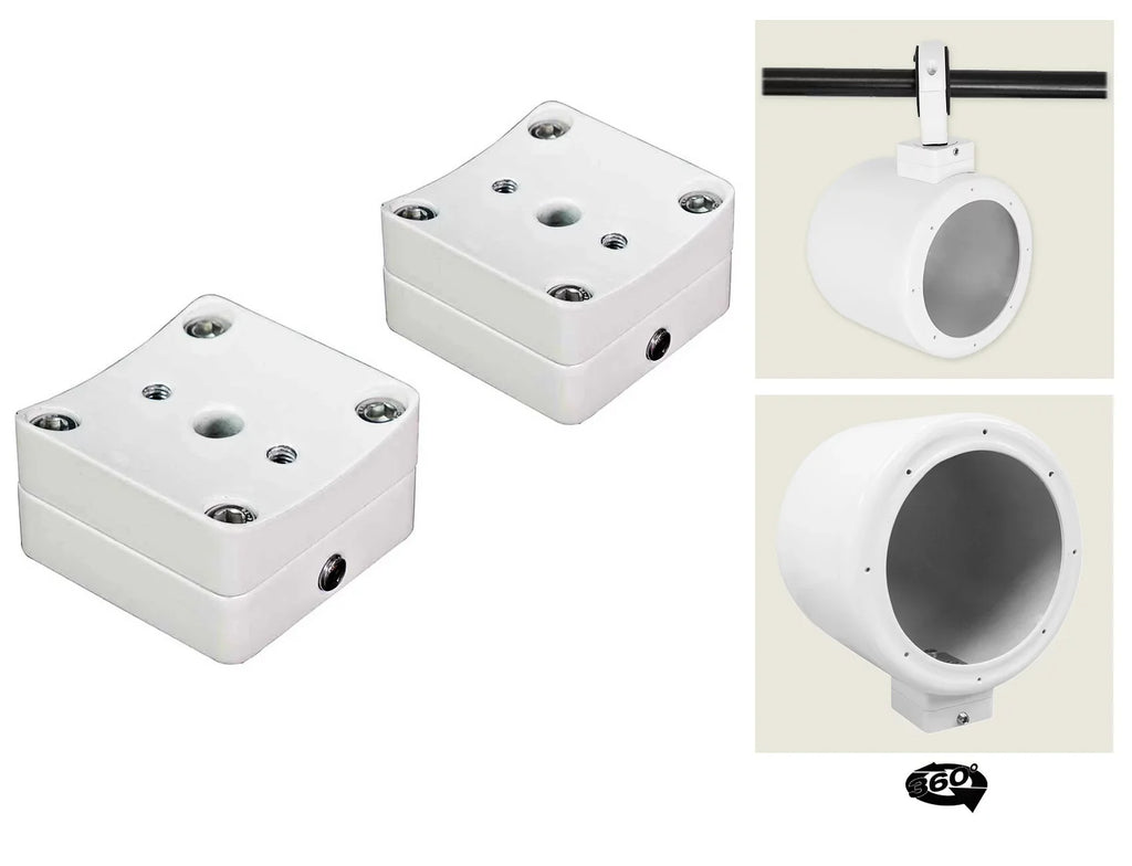 White 2) Pods MAC525W Rockville Swivel Aluminum Speaker Mount 360° Surface 5.25"
