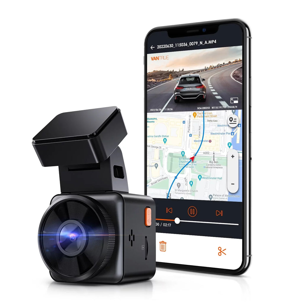 camera Mode, Cam 1920 Support Control Dual G-Sensor, Compact WiFi Car Vantrue 160° Lite) W Dash 512GB with Mini 1080P, Voice Wide X Parking (E1 24/7 Max GPS System, Angle,