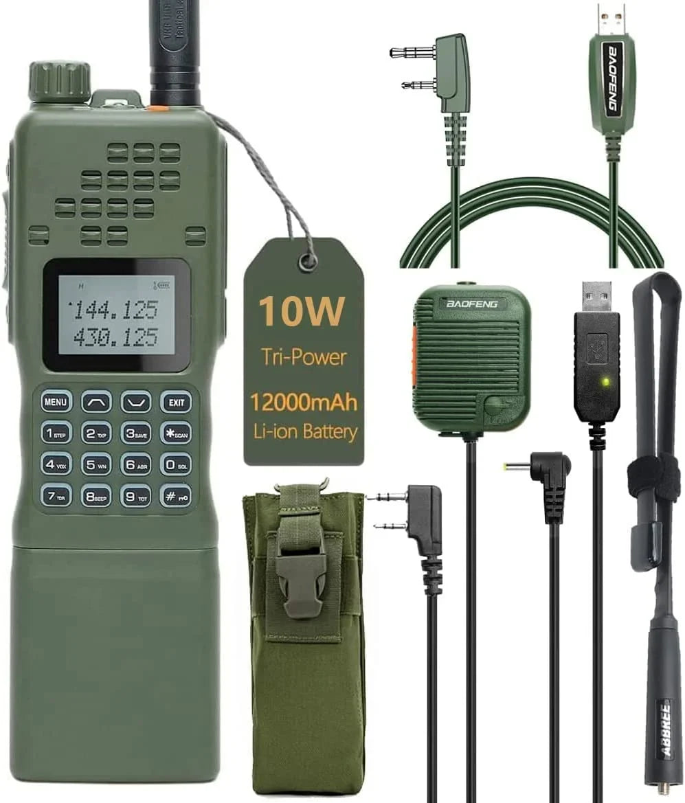 mic,18.8 Two AR-152 Kit Cable,AR-152 Walkie Rechargeable Range Charger Tactical Long Programming Shoulder with Bag Full Antenna,USB Way ABBREE&BaofengAR-152 Cable and Foldable 10W inch Talkie Radio