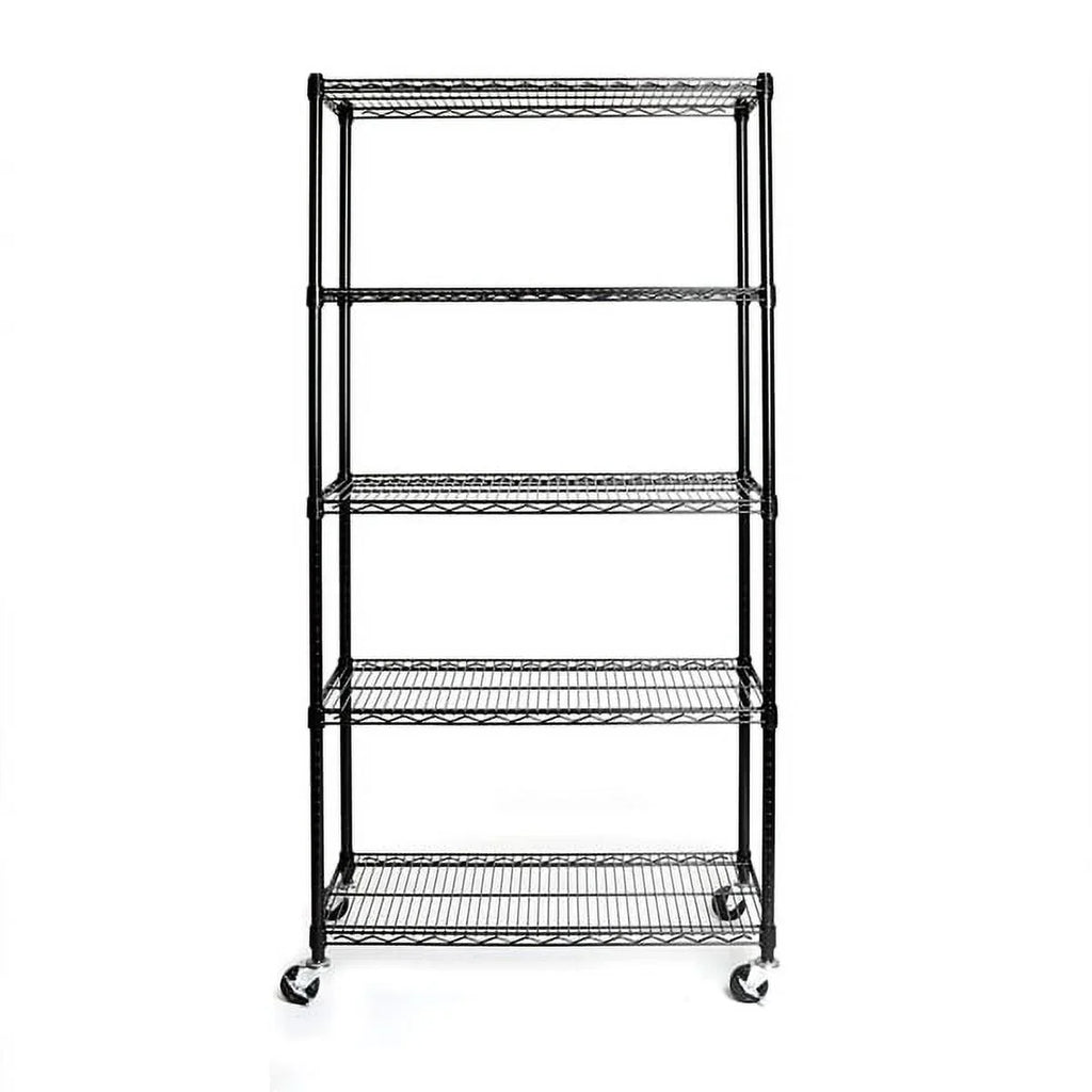 Wheels Fithood with Black Shelving Wire NSF-Certified Steel 5-Tier