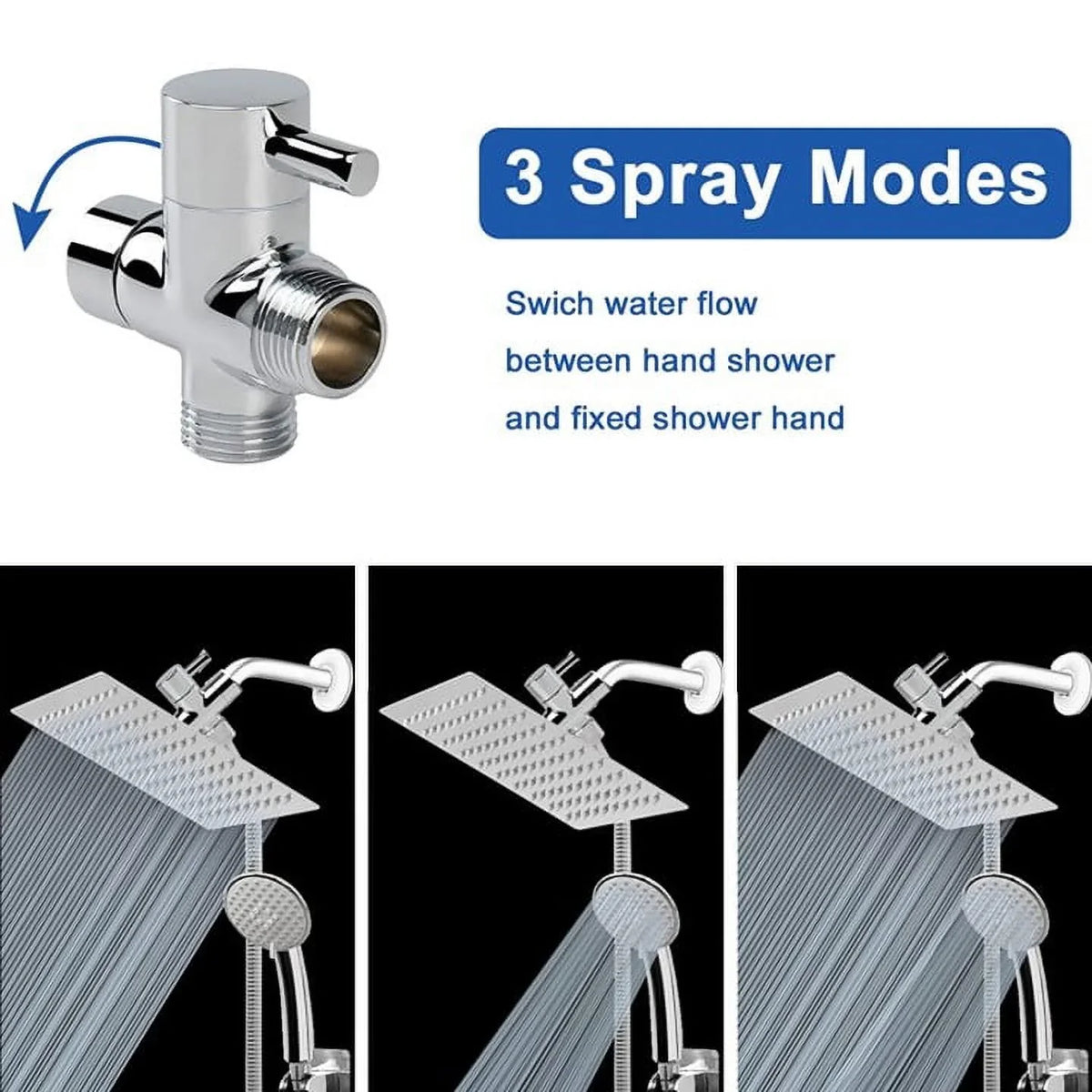 Self-adhesive Shower Handheld Pressure 10″Square 5-Setting Head and Cartridge Filter Head, Holder/1.5M with Shower Replaceable Rain -1 High Hose