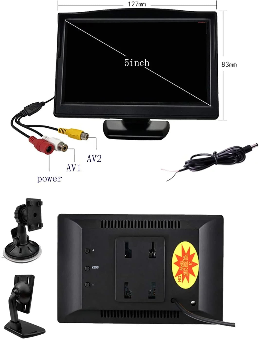 with 2 Inch Rear Monitor Optional View Car Parking Screen Camera 5 Color TFT LCD View Rear Backup for