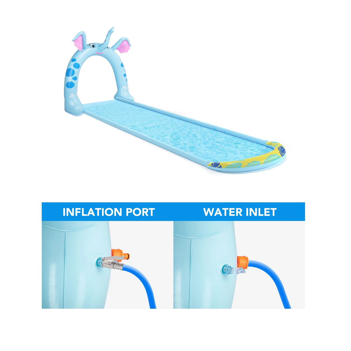 16' Outdoor Water Kids Central Elephant Inflatable Pool Arch Slide Sprayer Toy