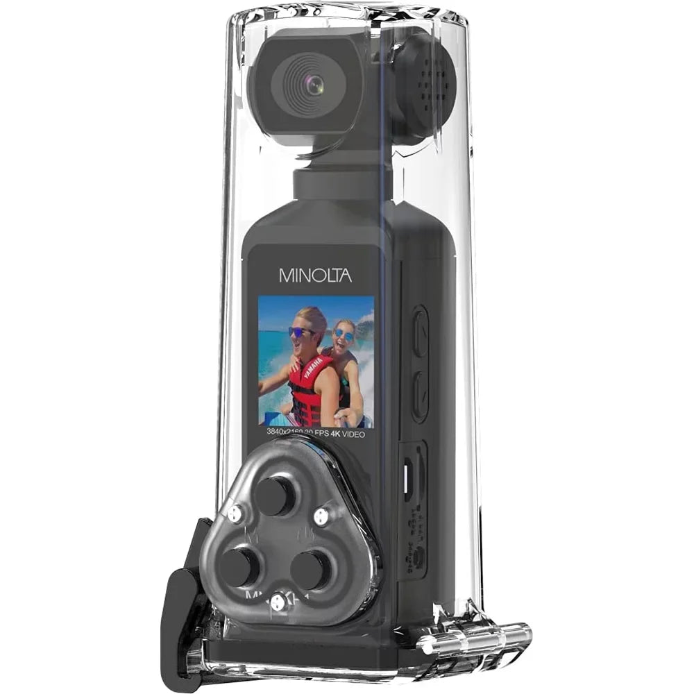 Housing Pocket 4K Minolta (Black) MN4KP1 HD Camcorder Waterproof & w/WiFi Ultra