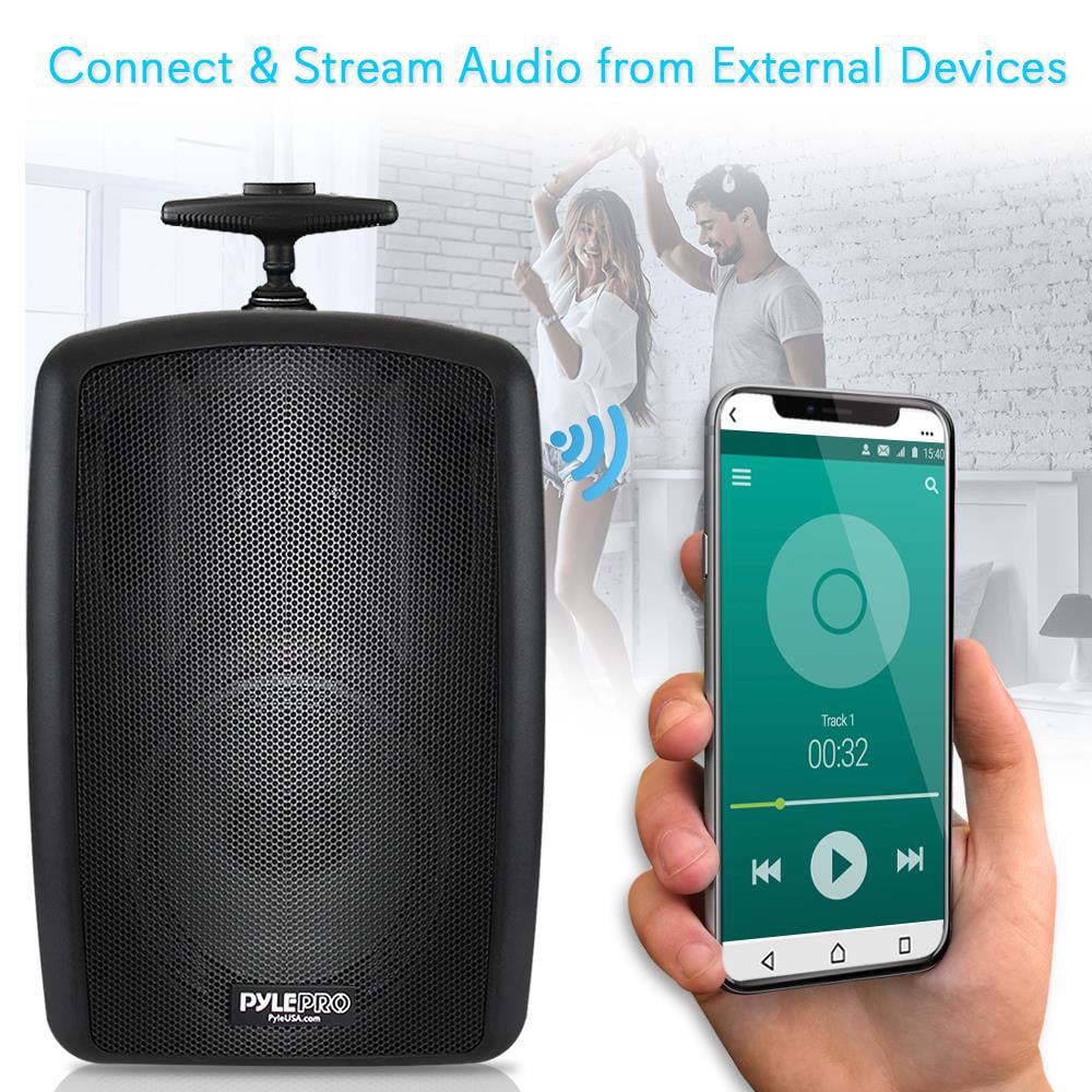System PA Compatible Wireless - Pyle Battery Rechargeable Bluetooth 360W Powered Speaker Portable