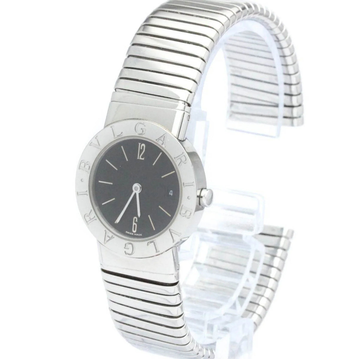 Pre-Owned Steel Stainless Tubogas Ladies Polished Quartz (Good) BVLGARI Watch BF563995 2TS BB26