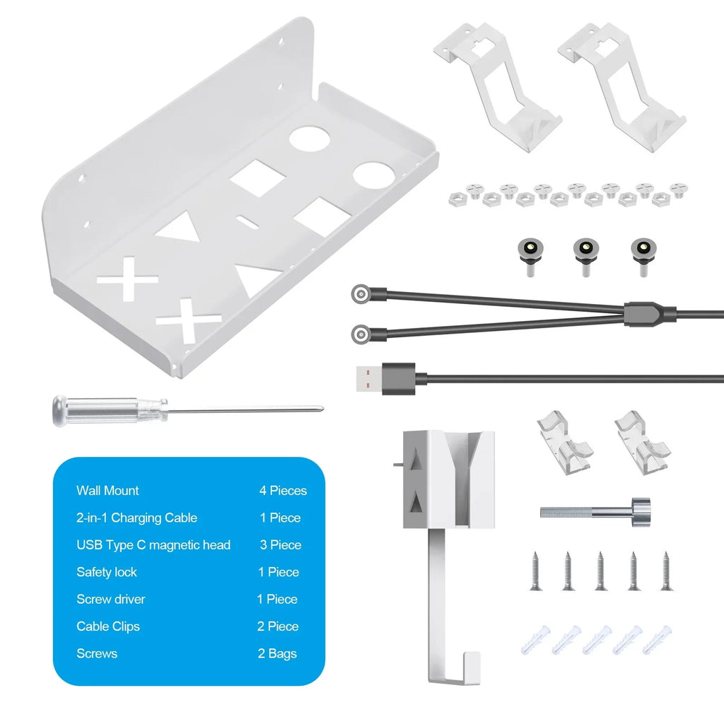 Cable Space-Saving, PS5 Durable Charging Slim Convenient for Wall Storage Mount Bracket Secure, and with Iron Set Dual