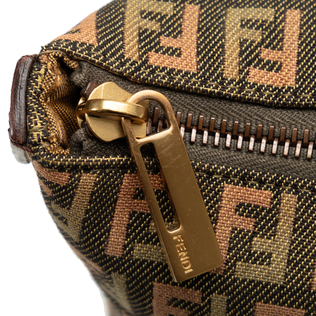 Green Braided Pre-Owned Fendi (Good) Zucchino Authenticated Tote Fabric Bag Tote Roll Unisex Canvas