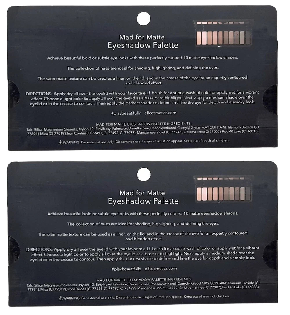 Palette, 2 of Matte Pack Eyeshadow for Mad E.l.f. 83325