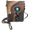 Brown) Tassel Cowhair Tooled Handbag Purse (Dark Bag Teal Tote Hand Western Crossbody Urbalabs Stone Purses Stitched Leather