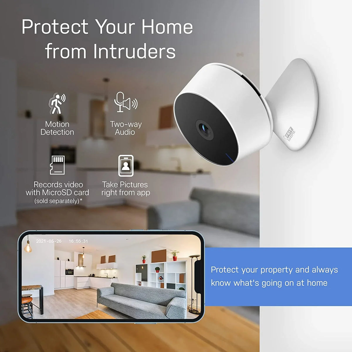 Night Camera , Vision, Detection, Electric Audio, 2-Way 2.4GHz Motion Works Camera, Feit Indoor with