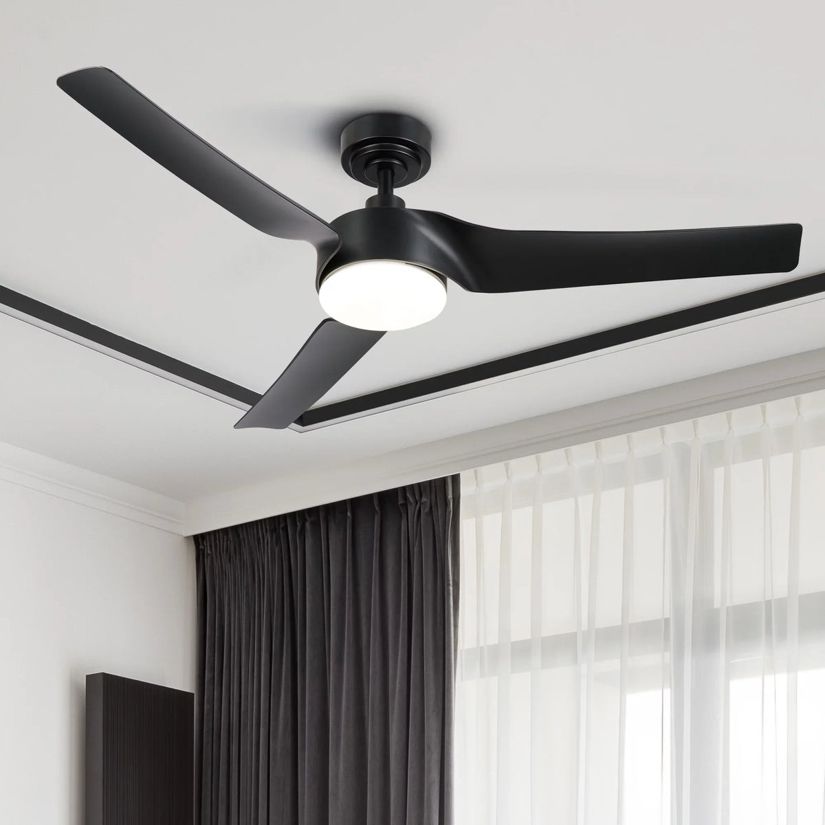 Black Fan Remote, Dimmable & 52" Bestco Ceiling Light with Smart Modern Kit