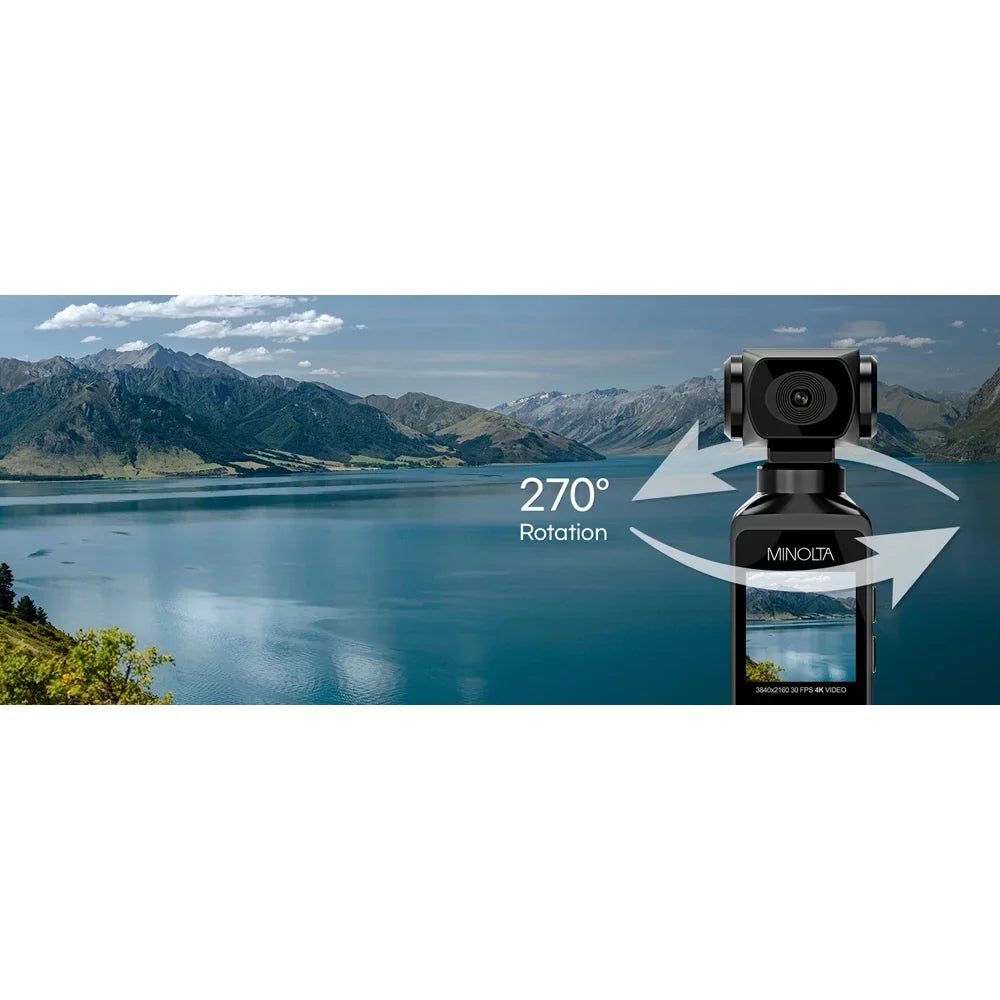 Housing Pocket 4K Minolta (Black) MN4KP1 HD Camcorder Waterproof & w/WiFi Ultra