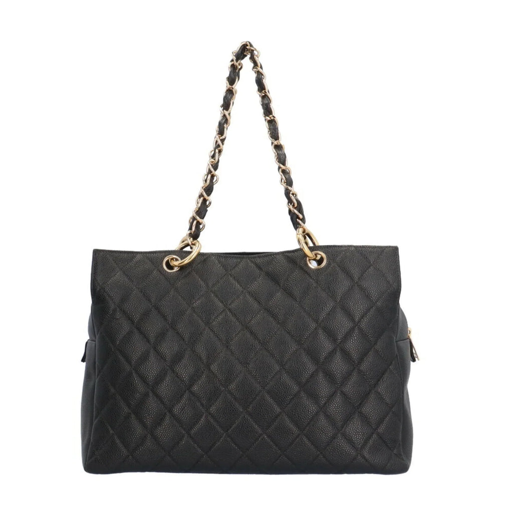 Black Bag Chain Pre-Owned Women's Caviar CHANEL Skin Shoulder (Good) Tote