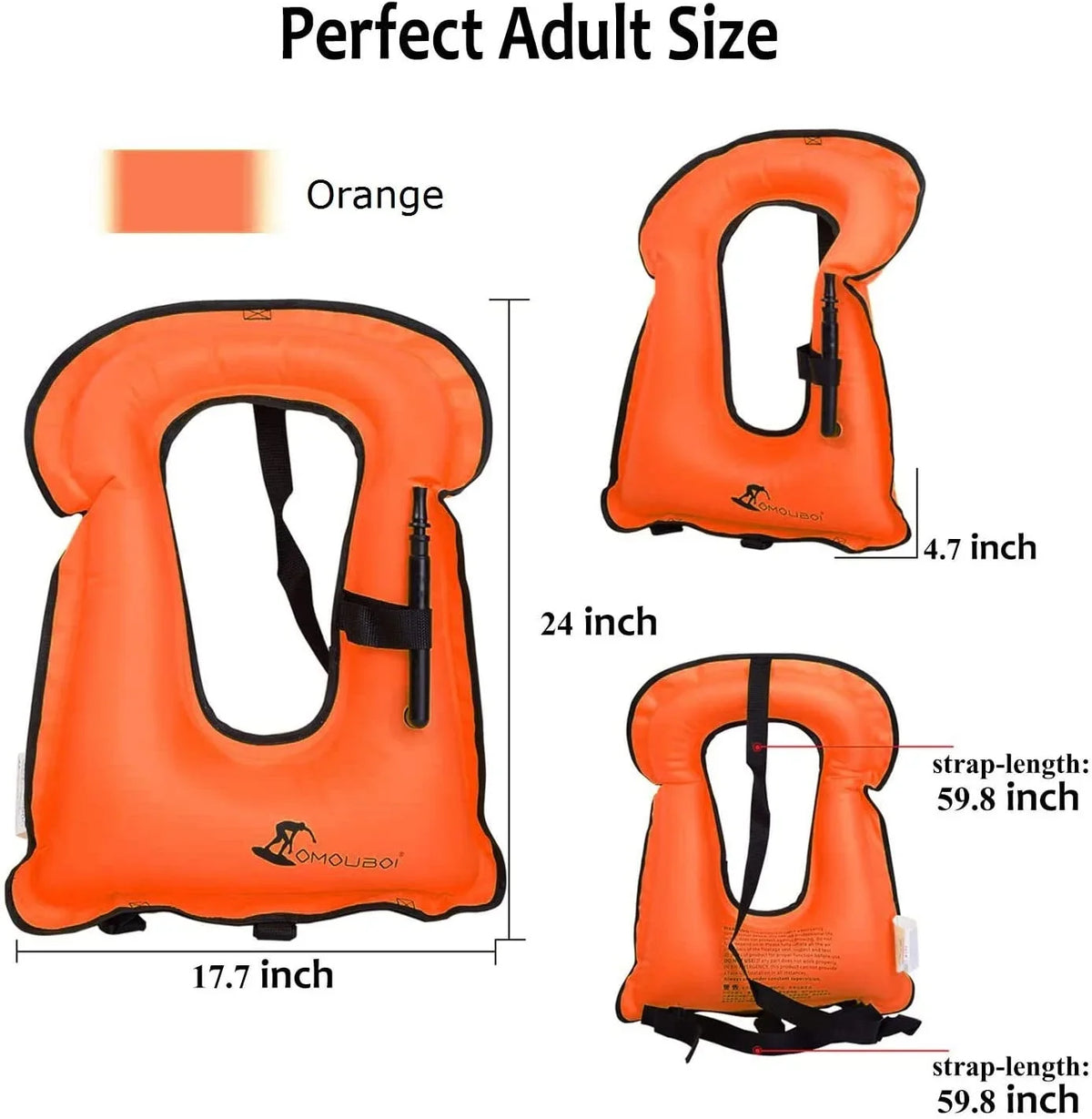 Portable Vest Vests Vests Buoyancy Beginner Sports Snorkel Diving Adults-Only OMOUBOI Swim Water lbs) Vest (96-220 for Swimming Jacket Snorkel Snorkeling Kayak Jackets for Adults Inflatable Inflatable
