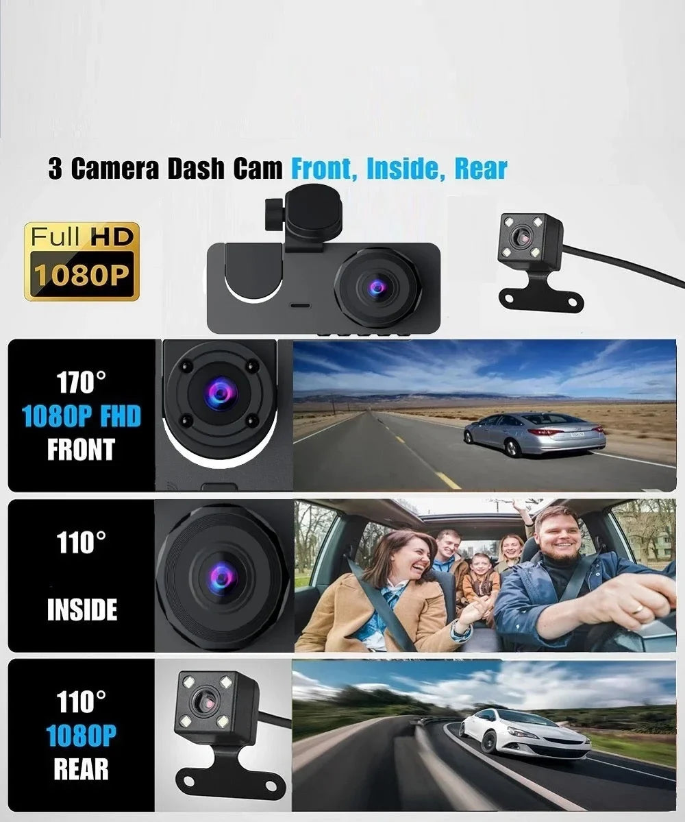 Vision Camera DVR Recorder. Car 3 Night Dash Video Car