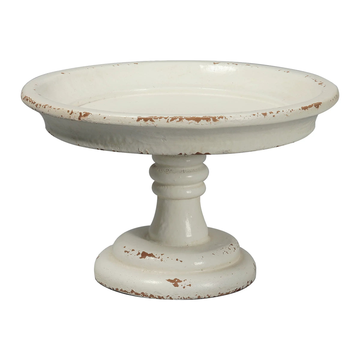 Farmhouse Finished SOFE Stand Cake Distressed Wood Round Table Decoration White 11"x 7", for