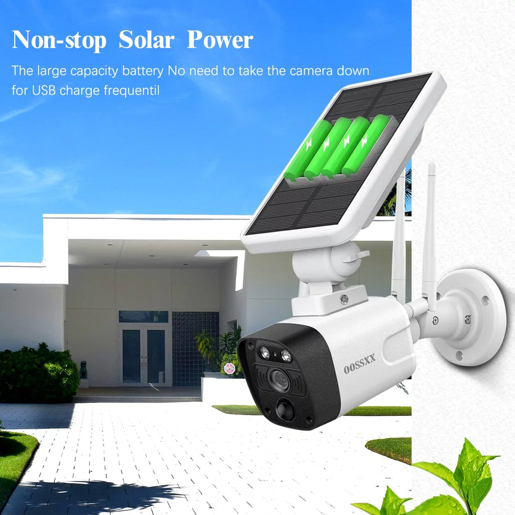 Camera 1TB OOSSXX Solar Surveillance Outdoor,Dual Antennas Cameras Hard with Drive System Wireless Security