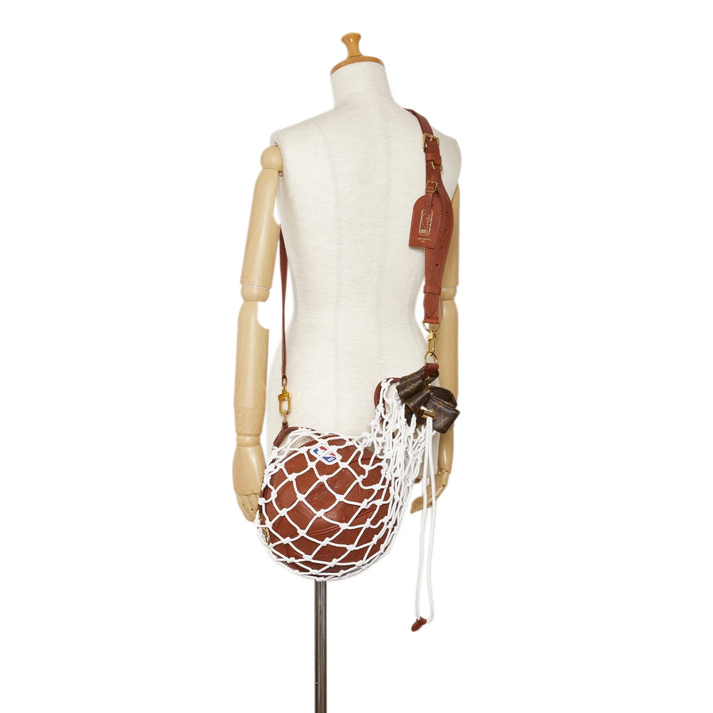 Bag Vuitton Calf Authenticated Unisex Ball Brown Louis Bag Basket (Like LV Pre-Owned New) In Leather NBA Crossbody X
