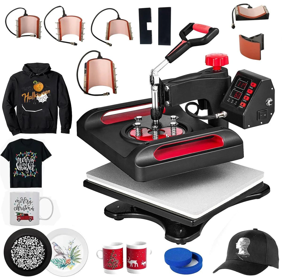 Control x Precise 15 for Heat Transfer Swing Bag, Away Machine Vinyl 360 12 in Press Canvas Inches Printer Sublimation Printer, Digital Red Banner Printing, LCD Transfer Pillow, 8 T-Shirts, 1,
