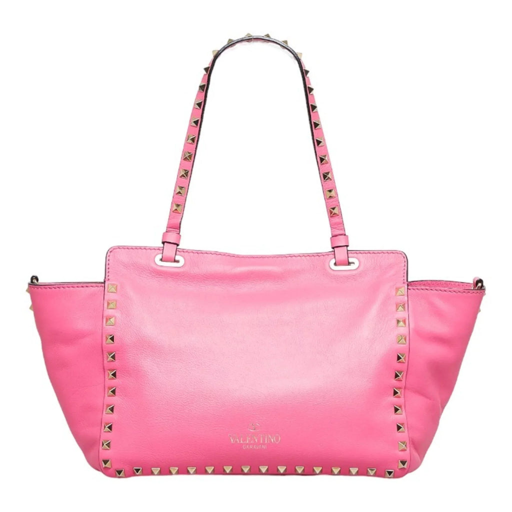 leather handbag (Good) ladies Valentino VALENTINO pink Rockstud bag shoulder Pre-Owned