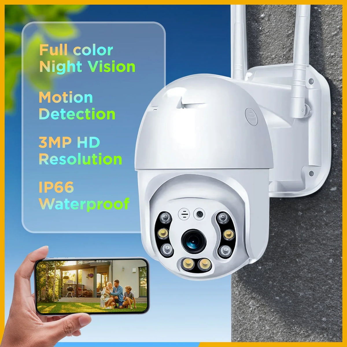 Security Hd System, WiFi Camera Camera Alarm Vision, for Ultra Outdoor 2k Home with 360 Night Security 3mp Waterproof Camera, With