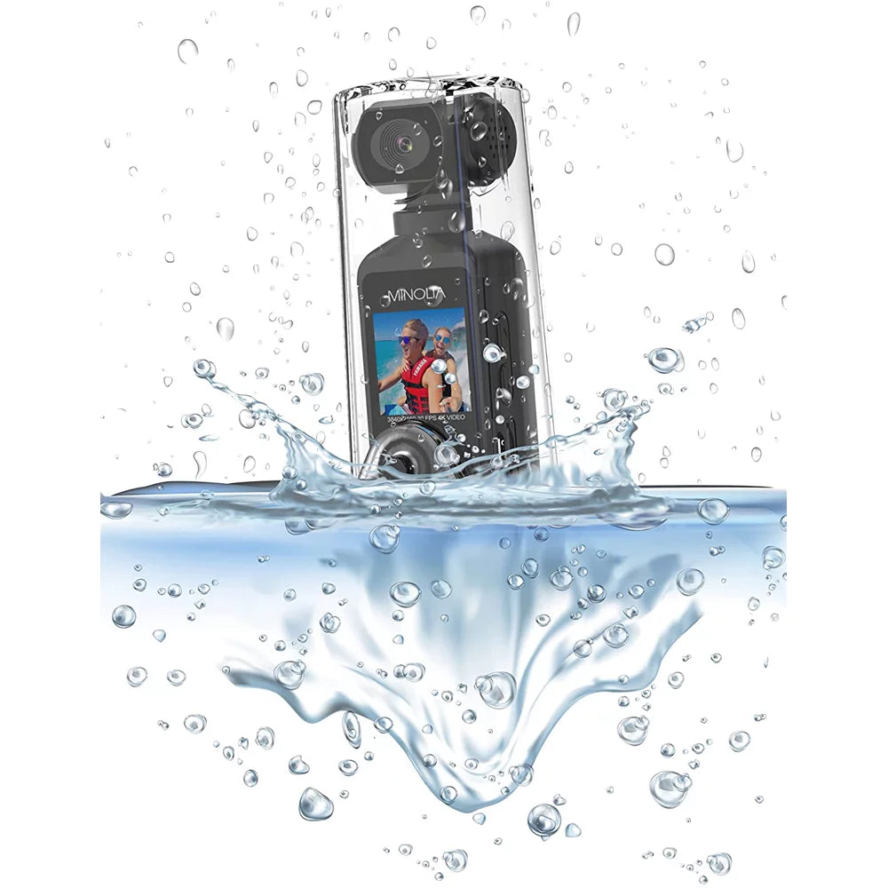 Housing Pocket 4K Minolta (Black) MN4KP1 HD Camcorder Waterproof & w/WiFi Ultra