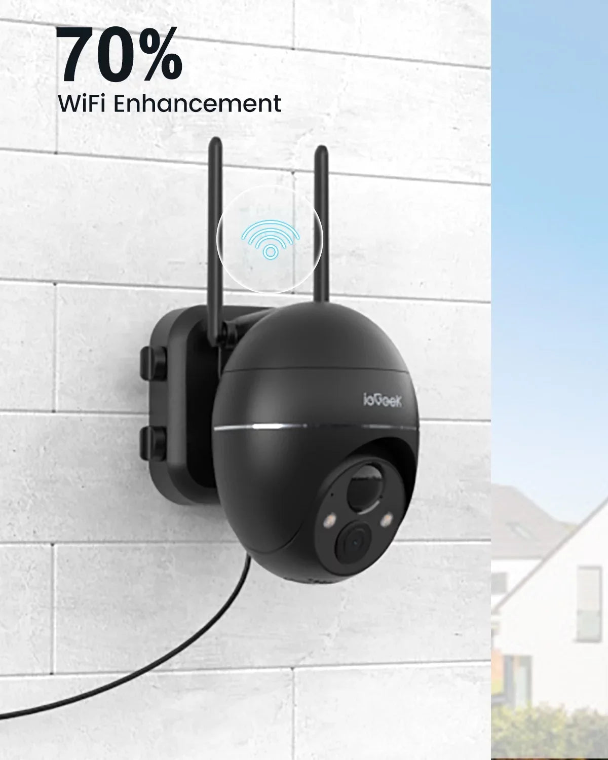 Wireless & Night Siren, View, Detection, 2K/3MP Outdoor Vision, Motion PIR PTZ Outdoor Alexa Color WiFi, with with 360° Work Surveillance Spotlight Solar Camera Security Camera