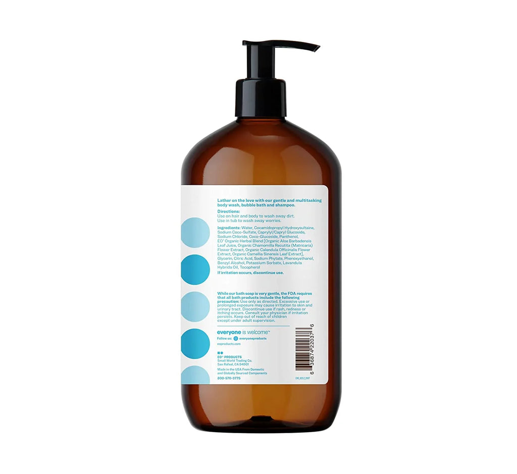 with Pure of Organic Coconut Unscented, Soap, 2), Body Essential and Wash, Extracts Ounce 3-in-1 Cleanser 32 Shampoo, Bubble Bath, Everyone (Pack Plant Oils