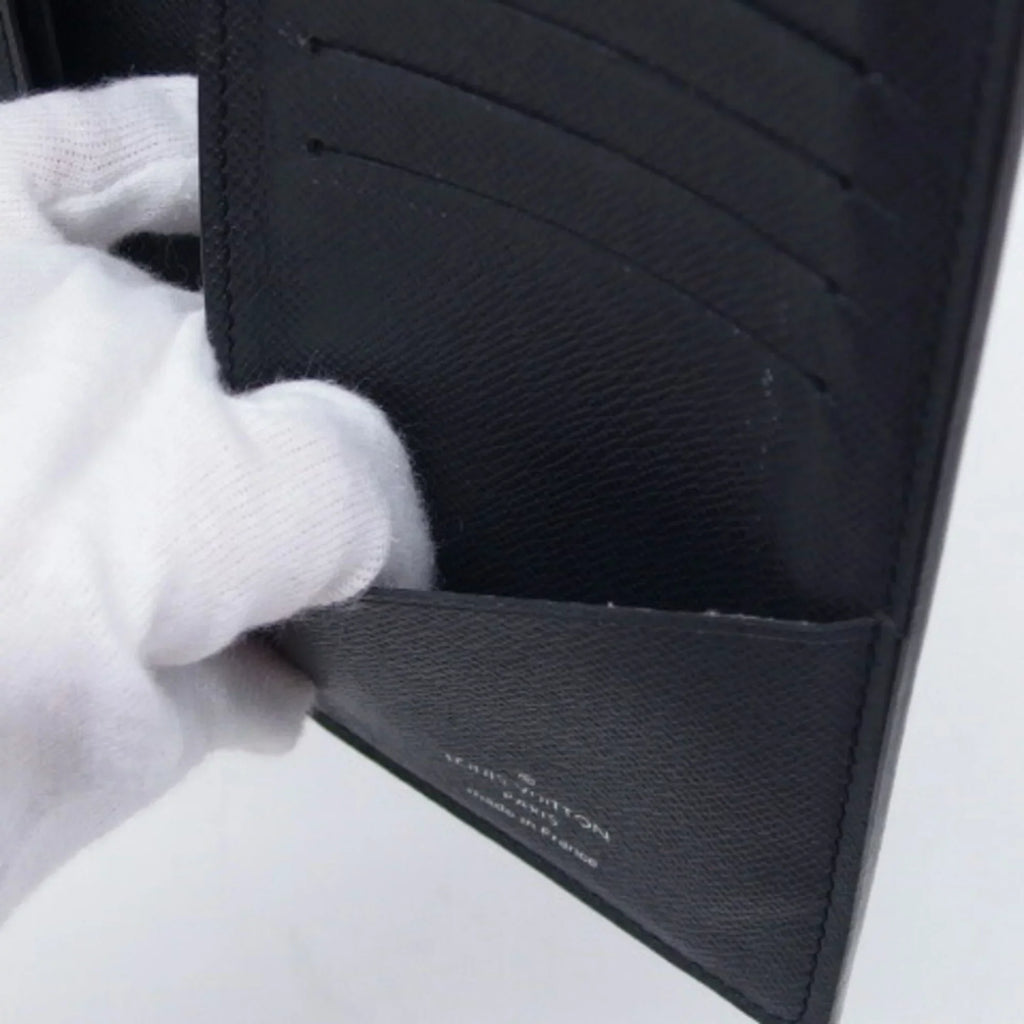 Wallet Black Louis Pre-Owned Billfold Taiga Vuitton (Good) Long Bifold