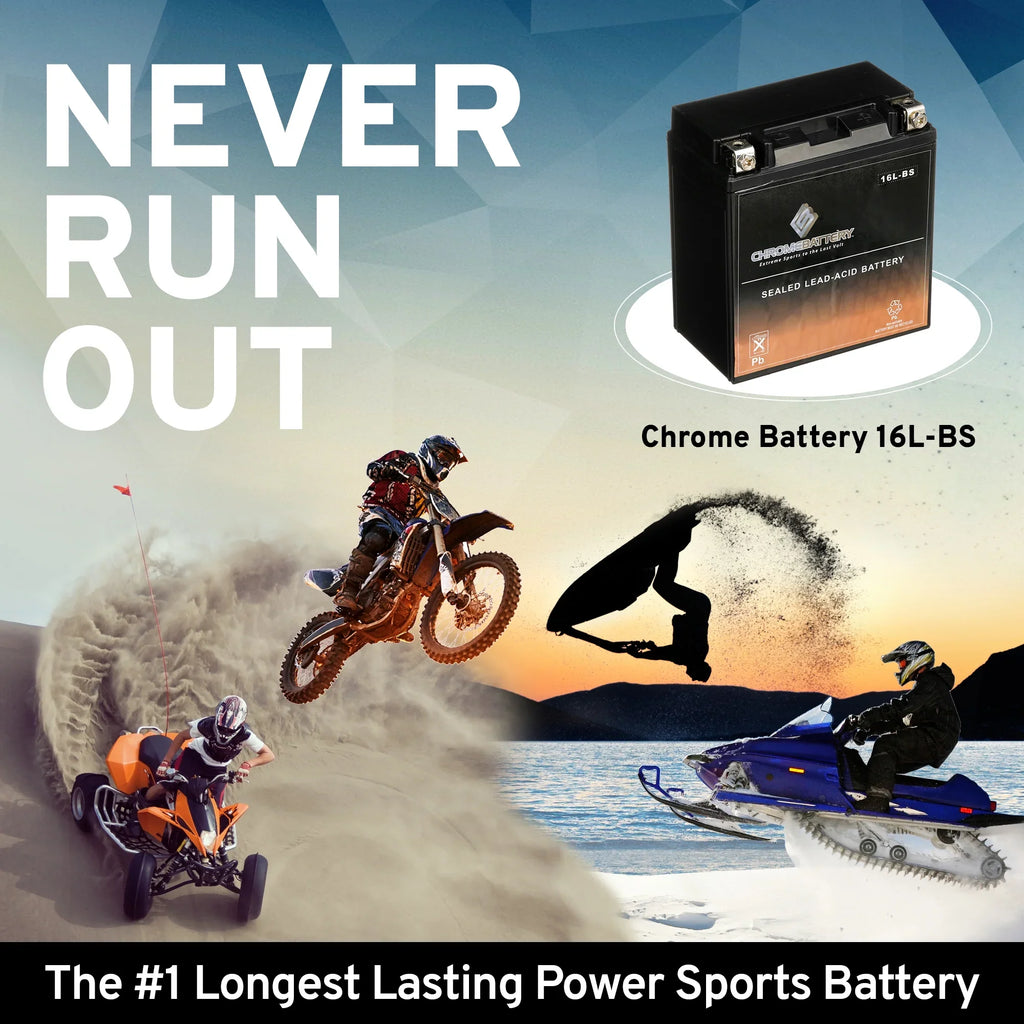 1988 Battery Jf650 230 Volt,14 (16L-BS for Battery X2 CCA) 650cc Kawasaki Ah, 12 Jet Chrome YTX16L-BS Ski