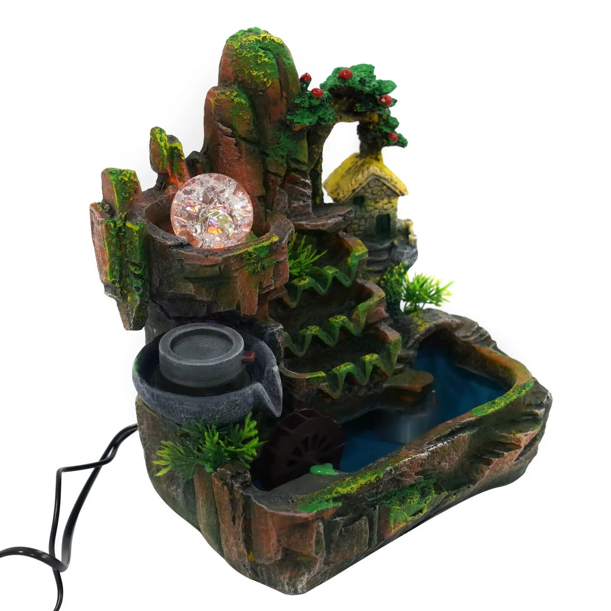 Decoration Light With Atomizer ZhdnBhnos Tabletop Fountain Office Home Led Fengshui Waterfall Indoor Rockery &