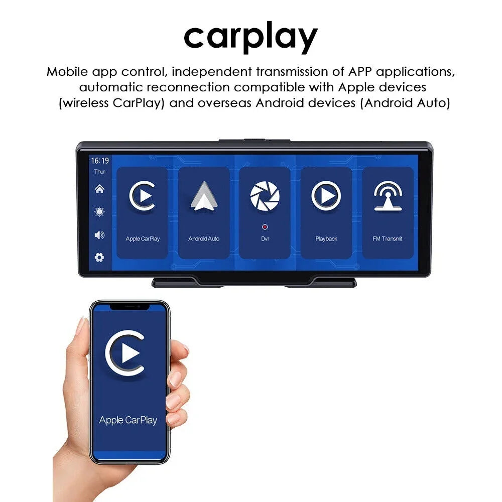Cam JLLOM Touch USA 10.26inch 2K Android Screen Auto Dash Car Wireless CarPlay 1080P