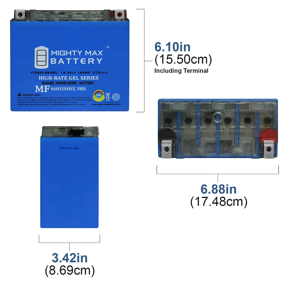 Runner Doo for YTX20L-BS Sea Jet Ski Wave Battery Aqua GEL