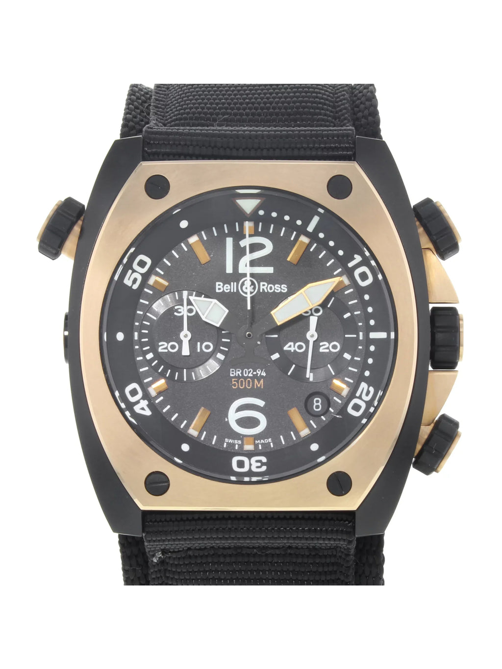 Ross Matte BR02-CHR-BICOLOR Automatic PVD Steel Marine Mens Black Watch & Bell