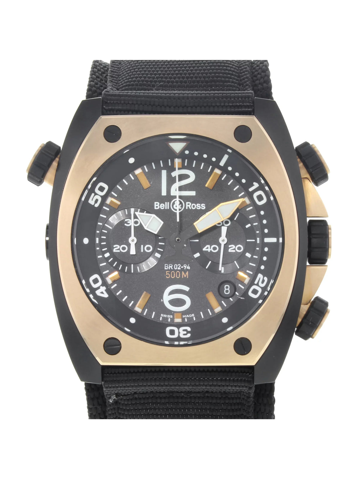 Ross Matte BR02-CHR-BICOLOR Automatic PVD Steel Marine Mens Black Watch & Bell