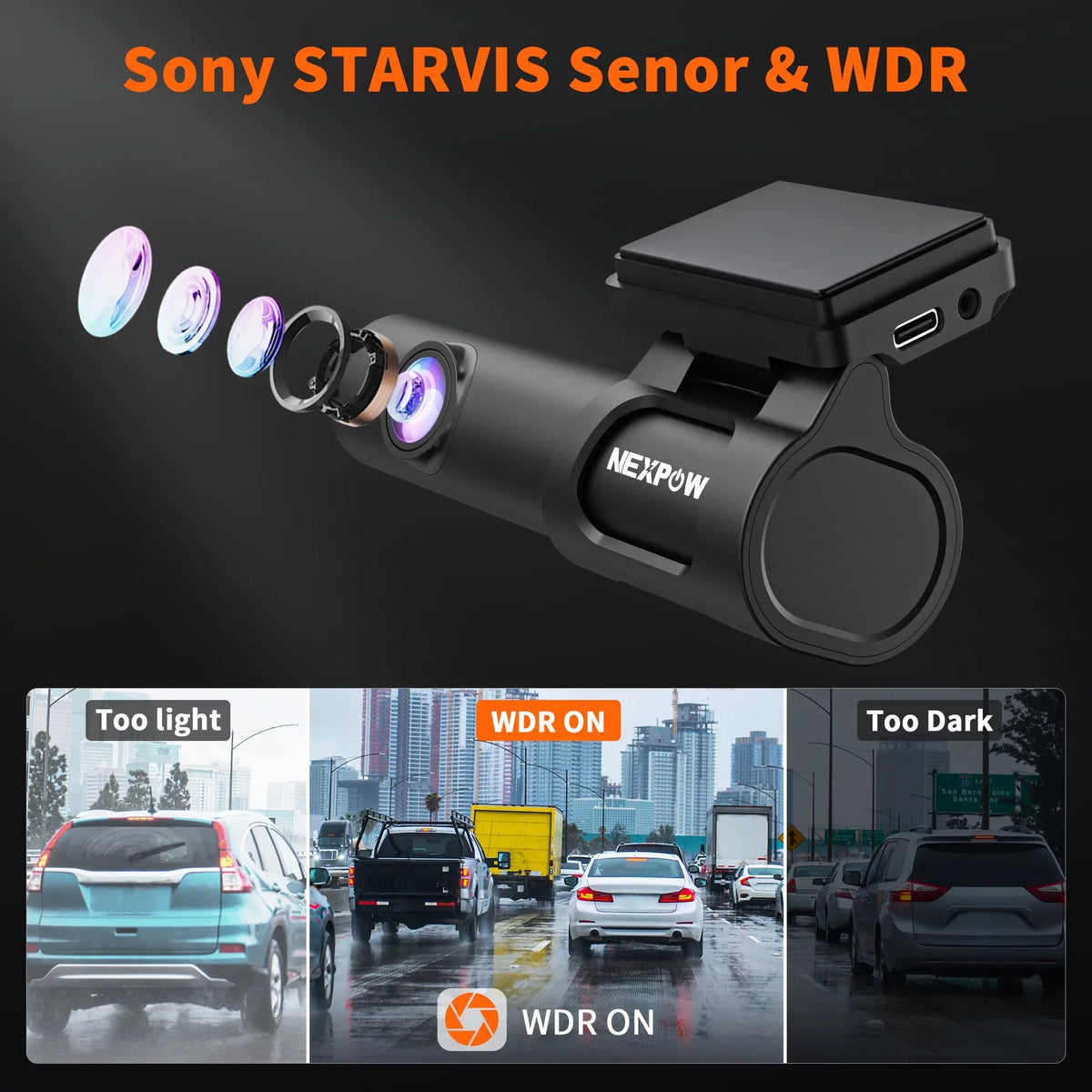 Dash Max IPS Parking Built-in Capacitor, 24H Cam Angle, Screen, Wide 128GB WDR, GPS, with Camera Mode, NEXPOW 170° Dash Vision, 4K Car Support Super and Night Rear Front Cam, with 1.47"