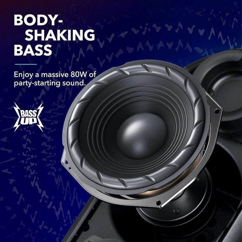 PartyCast 18-Hour | A3390Z12 80W Soundcore Waterproof Anker- | IPX7 | | Rave Portable by Speaker Playtime Black |