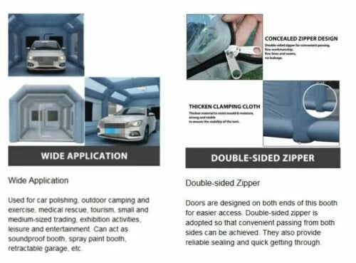 CNCEST Mobile FT Paint Booth Tent Car 20x10x8 Spray Filter Inflatable Booths System Paint 2 Portable USA